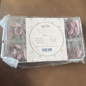 Brand New! Aprés Gel-X Natural Stiletto Medium Nails. Color is MIA